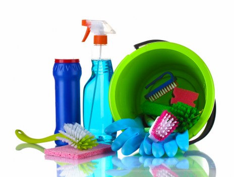Carpet pet stain odour removal treatment with cleaning supplies