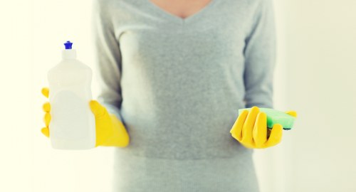 Steam carpet cleaning machine in a residential interior