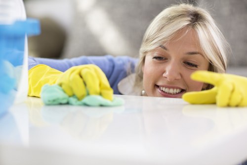 Professional upholstery cleaning equipment on a sofa